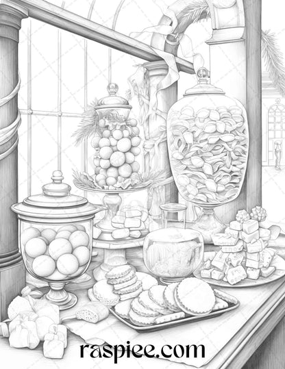 90 Merry Christmas Grayscale Coloring Pages Printable for Adults, PDF File Instant Download
