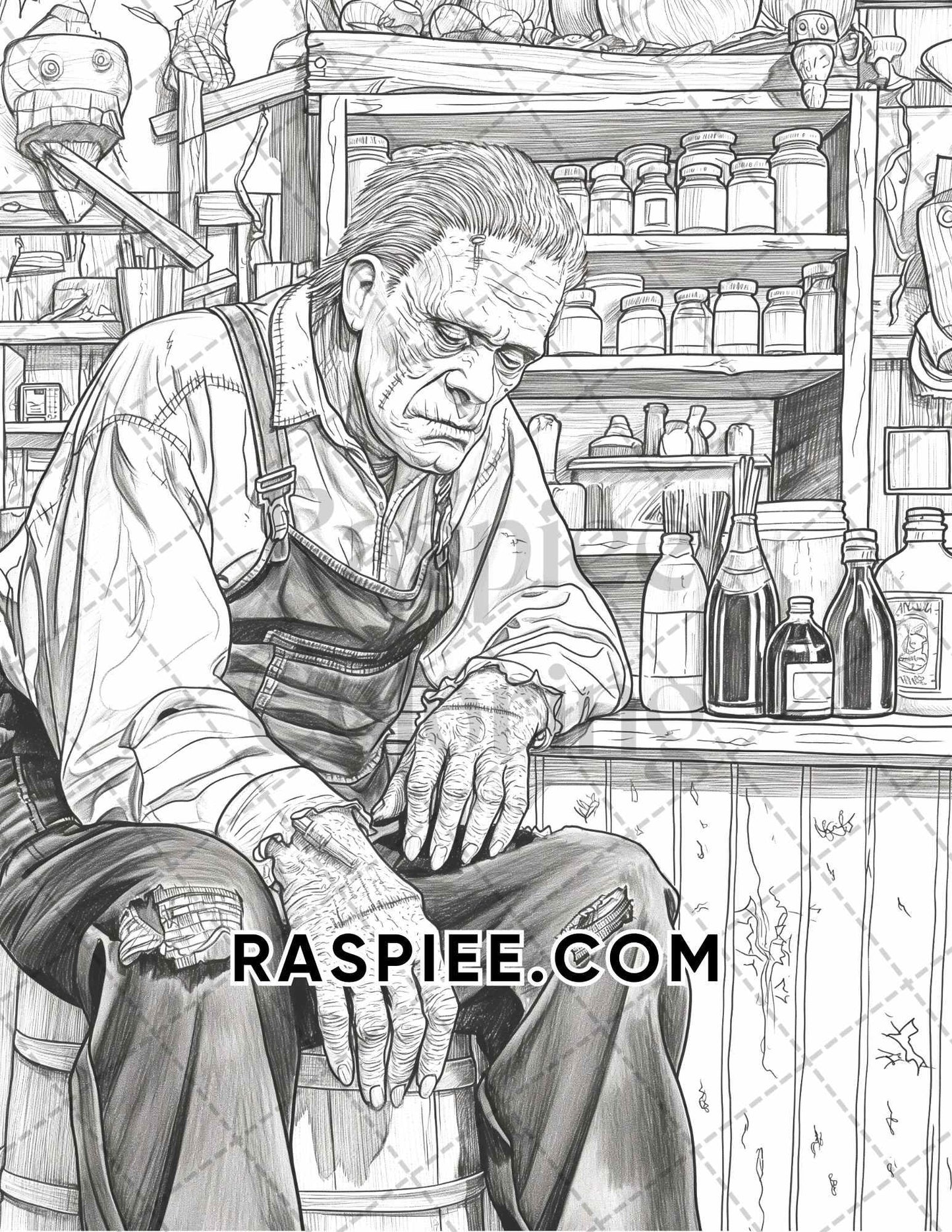 Freak Of Horror Halloween Adult Coloring Pages Printable PDF Instant Download