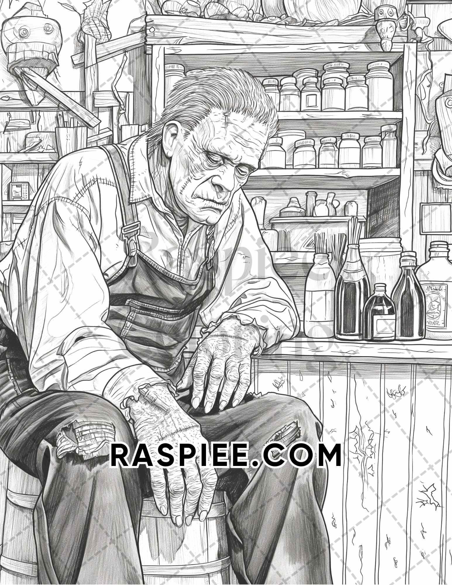 Freak Of Horror Halloween Adult Coloring Pages Printable PDF Instant Download