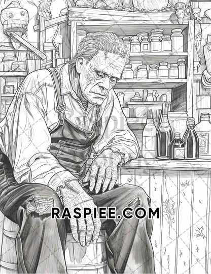 Freak Of Horror Halloween Adult Coloring Pages Printable PDF Instant Download