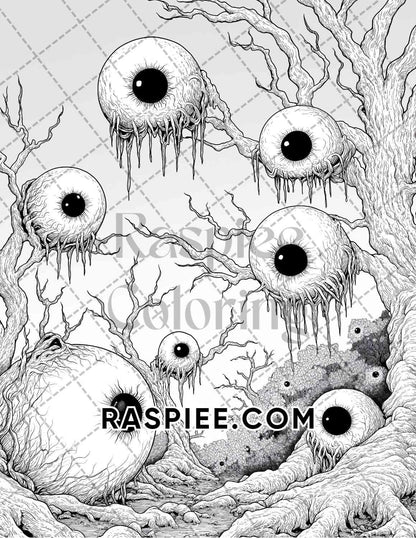 Halloween Surreal Adult Coloring Pages Printable PDF Instant Download