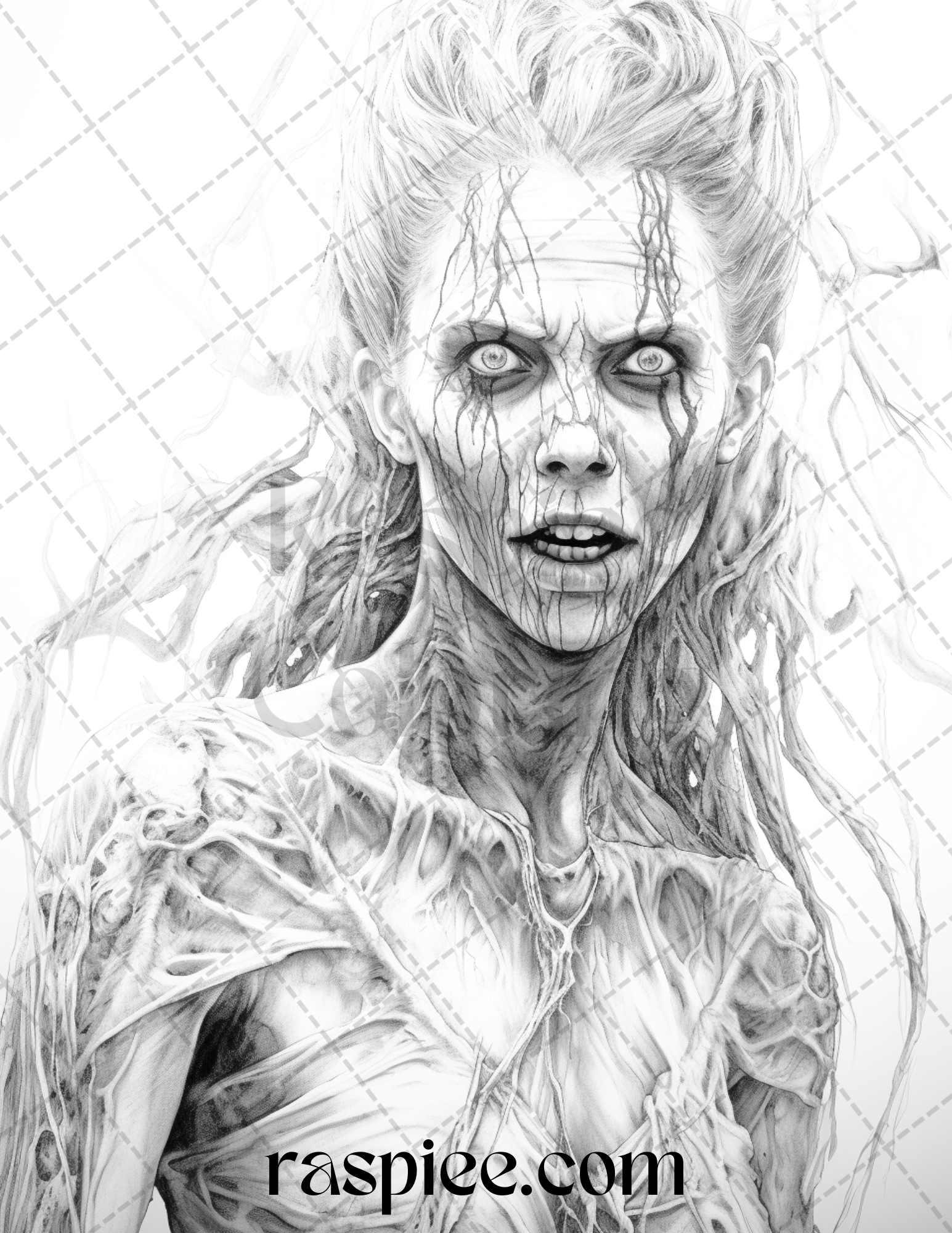 60 Halloween Vampire Grayscale Coloring Pages Printable for Adults, PDF File Instant Download
