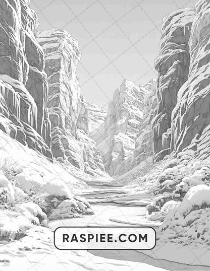 82 Winter Landscapes Adult Coloring Pages