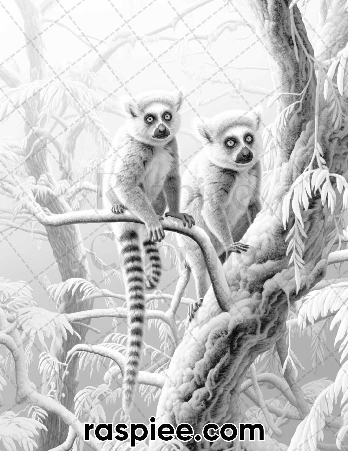 55 Winter Wildlife Grayscale Coloring Pages for Adults, Printable PDF Instant Download