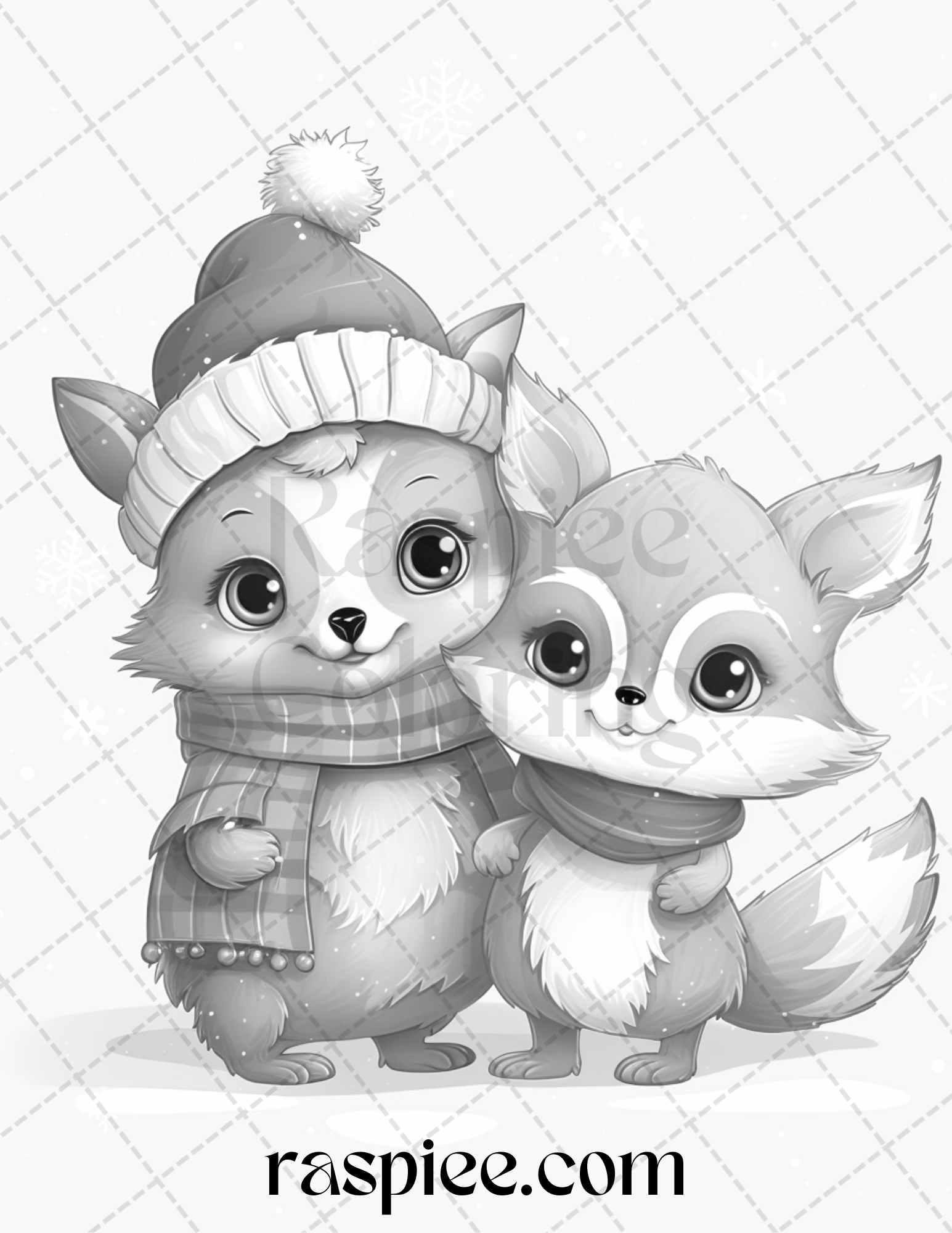 70 Christmas Critters Grayscale Coloring Pages Printable for Adults and Kids, PDF File Instant Download