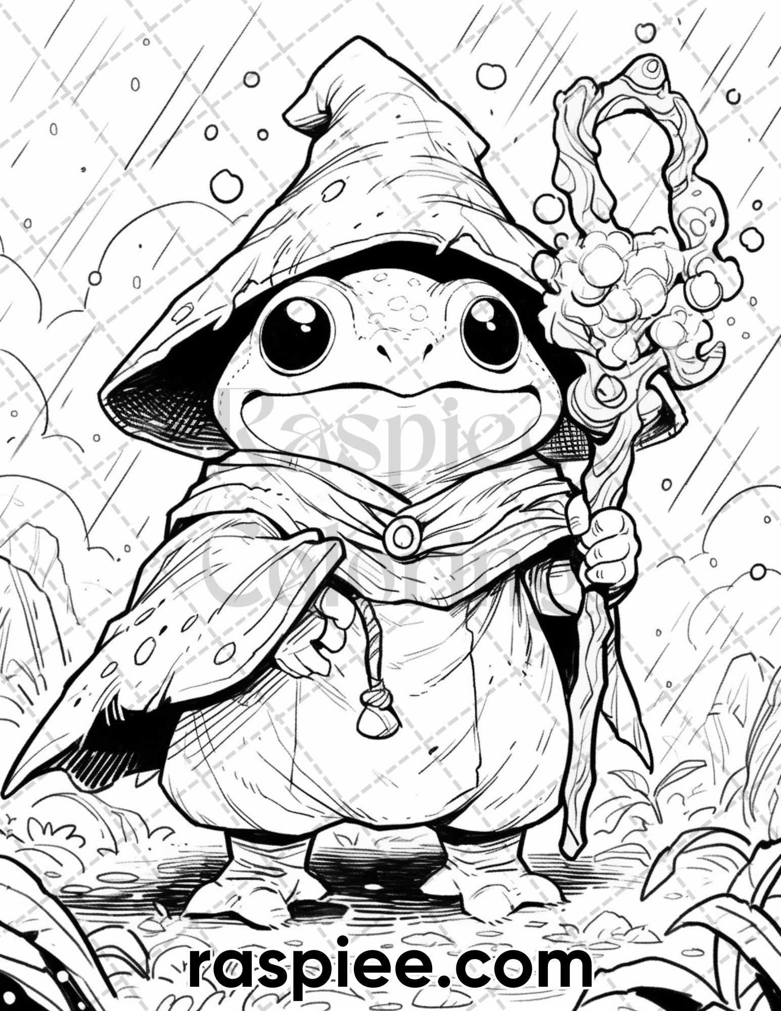 50 The Frog Kingdom Grayscale Coloring Pages for Adults, Printable PDF Instant Download