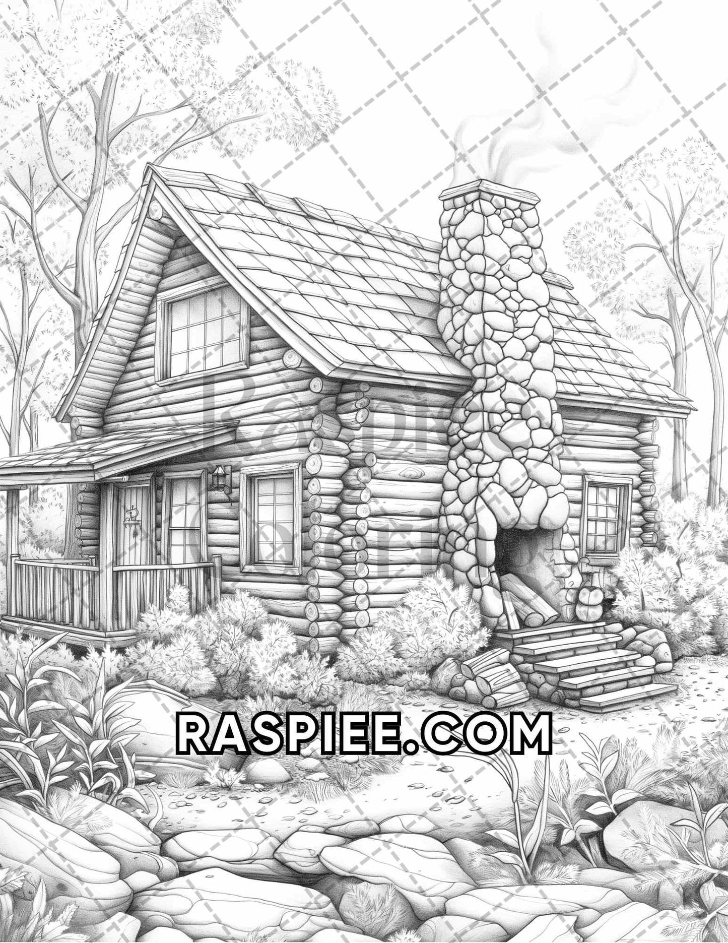 60 Relaxing Autumn Grayscale Adult Coloring Pages Printable PDF Instant Download