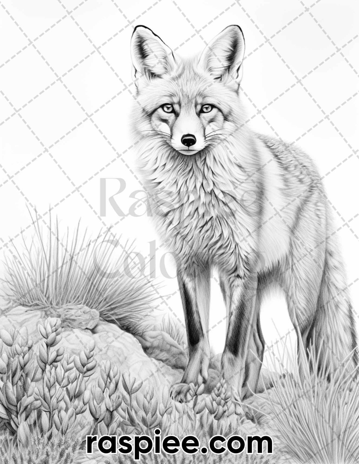 55 Wild Animals Grayscale Coloring Pages for Adults, Printable PDF Instant Download