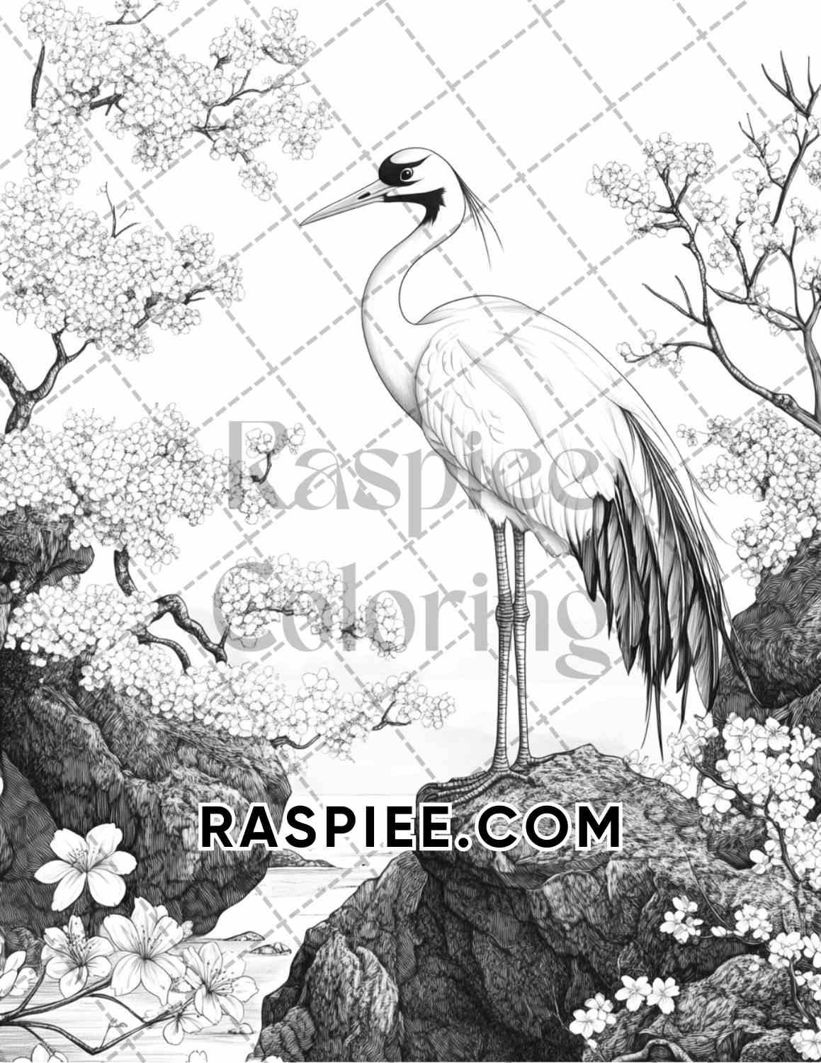 Flowers and Birds Adult Coloring Pages Printable PDF Instant Download