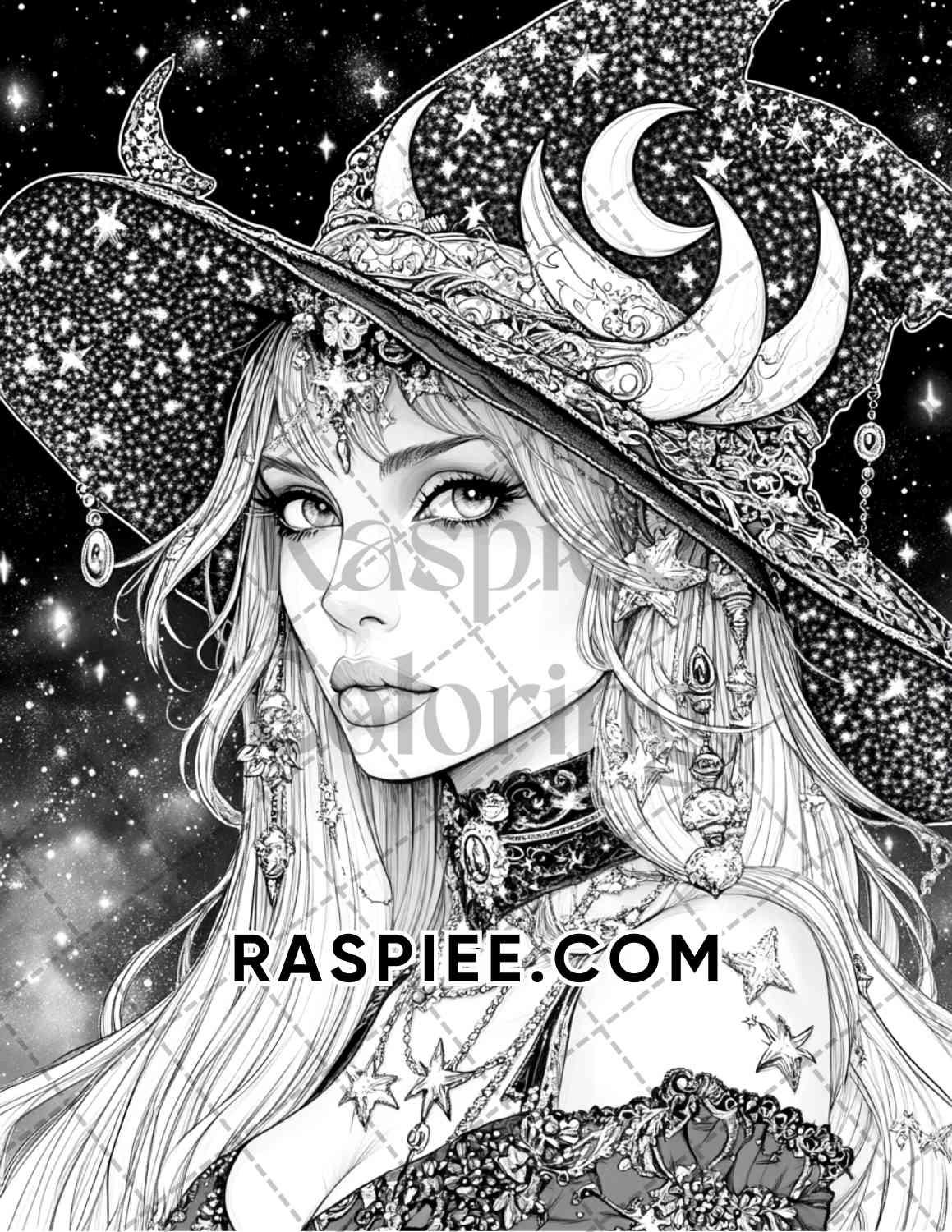 Enchanted Witches Adult Coloring Pages Printable PDF Instant Download