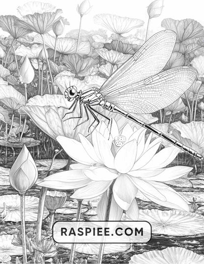 Insects and Flowers Adult Coloring Pages