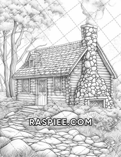 60 Relaxing Autumn Grayscale Adult Coloring Pages Printable PDF Instant Download