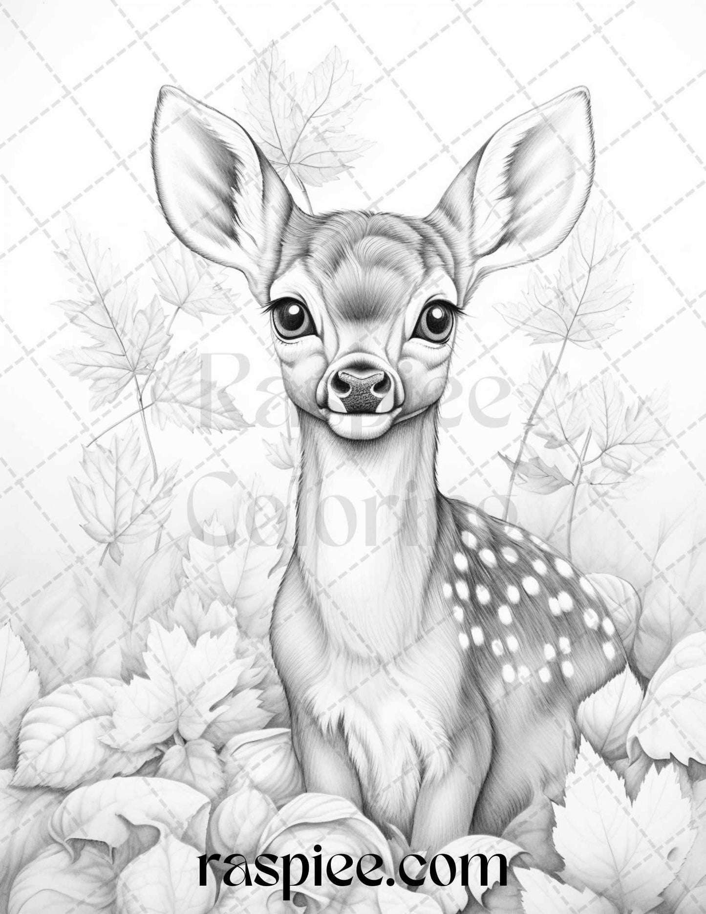 Autumn Animals Grayscale Coloring Pages for Adults and Kids, Printable PDF File Instant Download