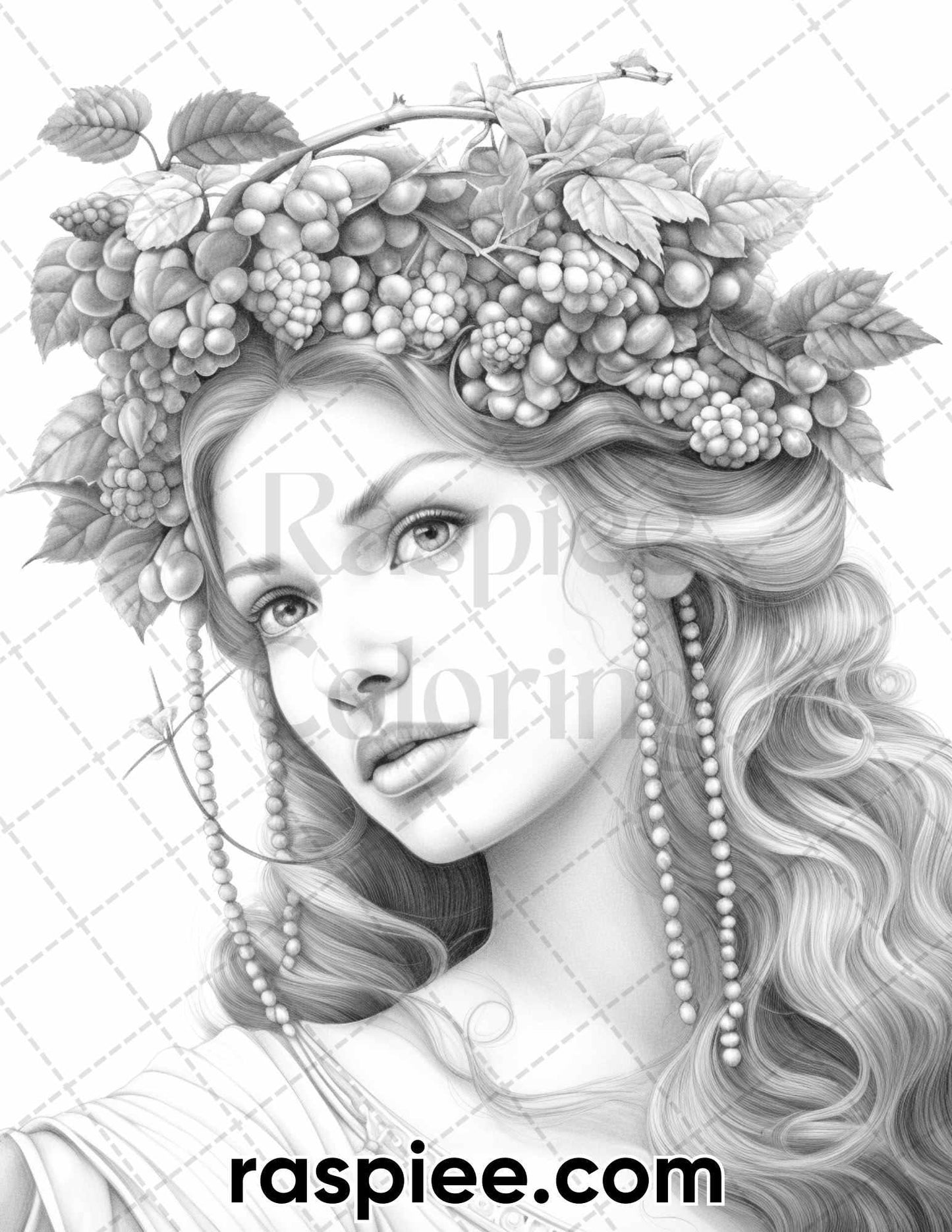 52 Mythology Gods Grayscale Coloring Pages for Adults, Printable PDF Instant Download