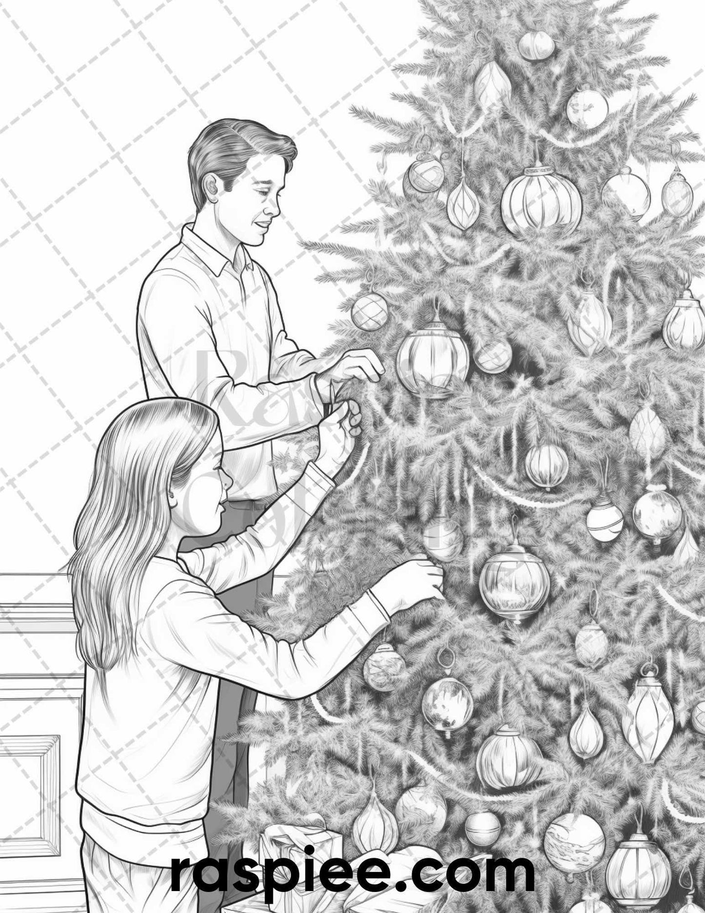 60 Merry Christmas Grayscale Coloring Pages Printable for Adult, Holiday Relaxation Art, PDF File Instant Download