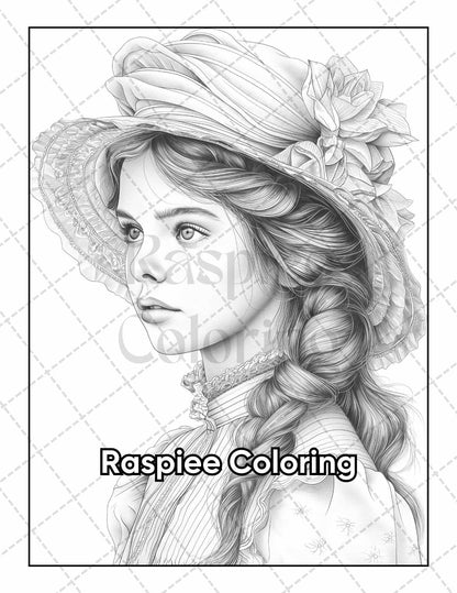 50 Victorian Portrait Adult Coloring Pages Printable PDF Instant Download