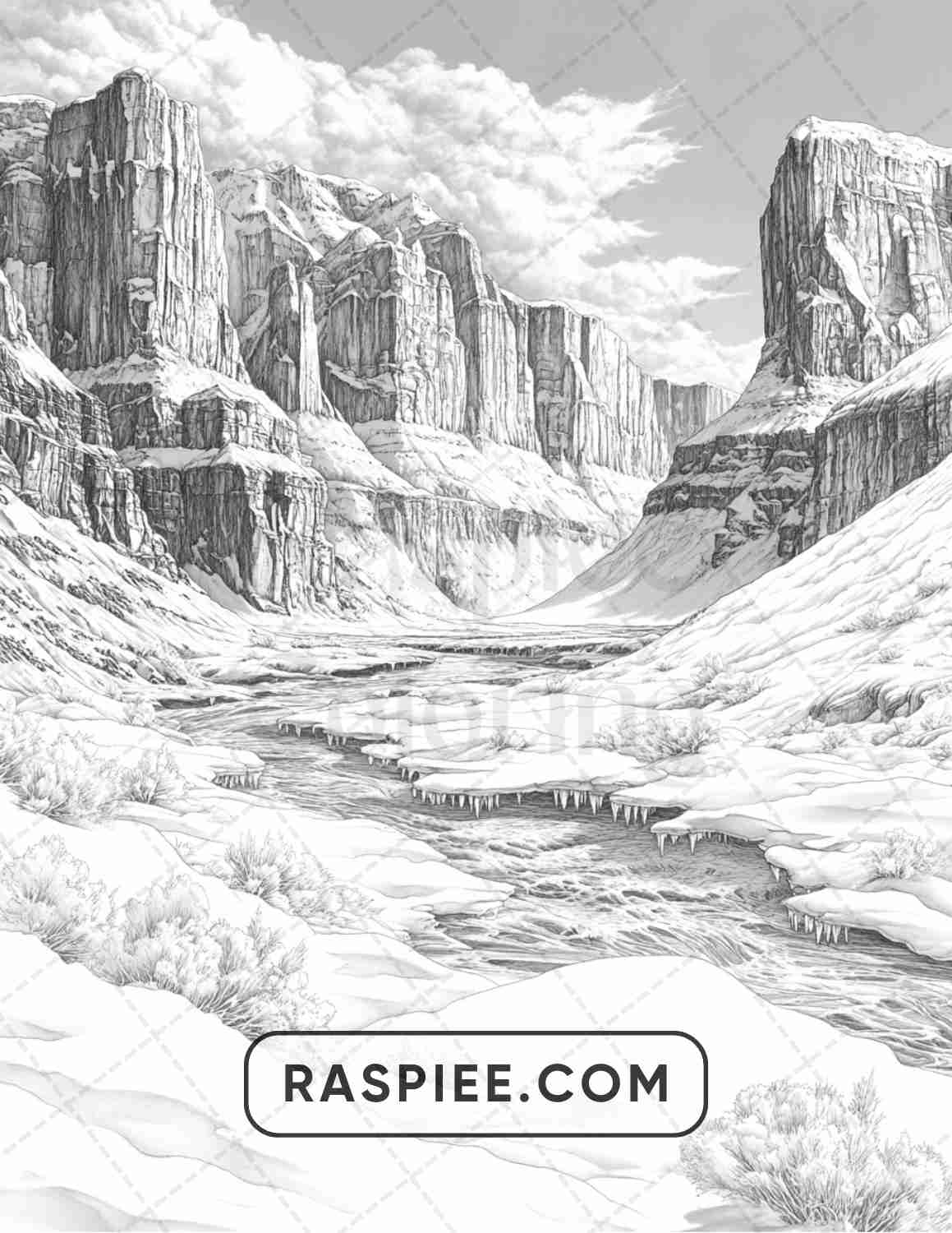 82 Winter Landscapes Adult Coloring Pages