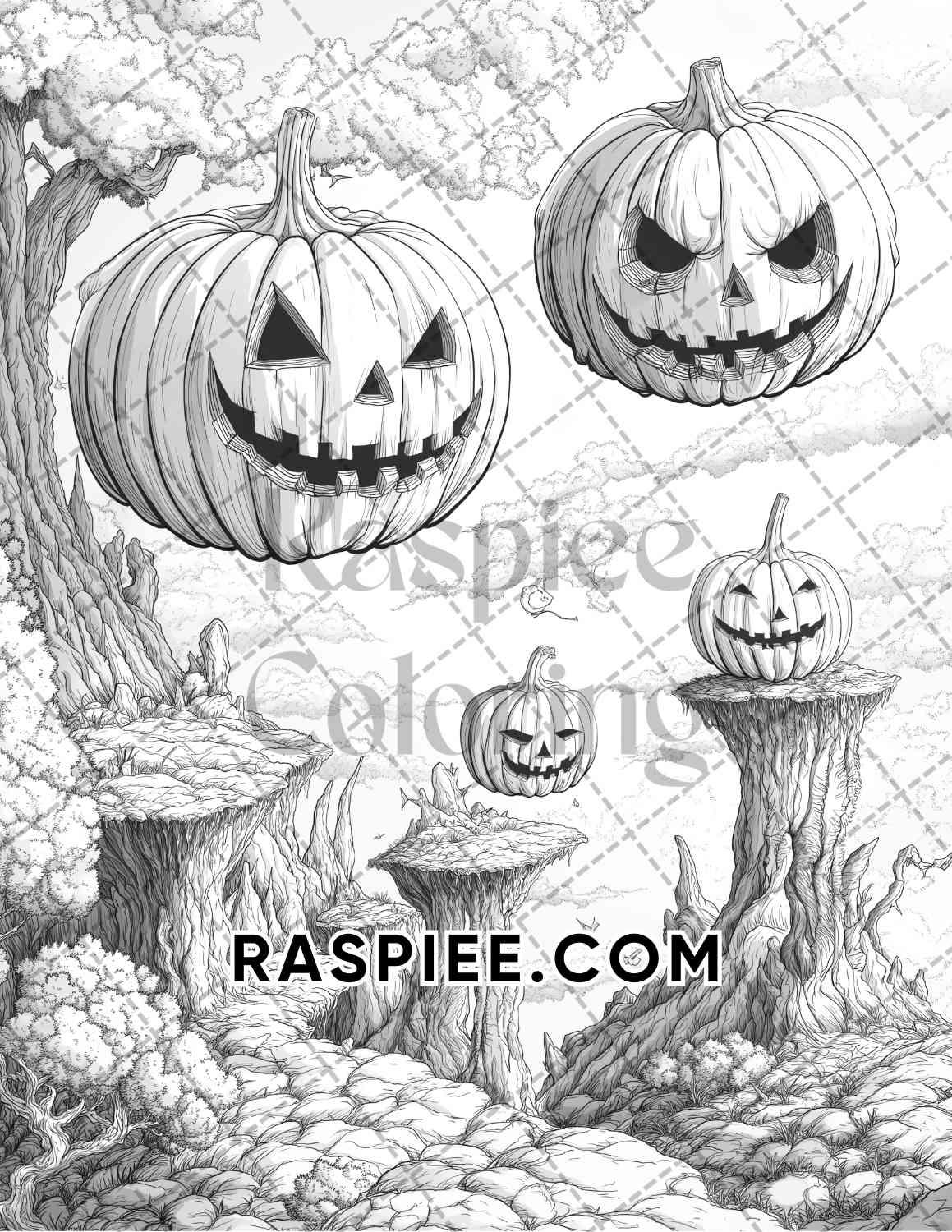 Halloween Surreal Adult Coloring Pages Printable PDF Instant Download