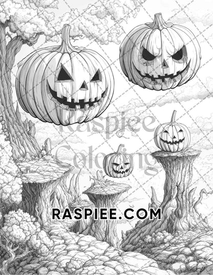Halloween Surreal Adult Coloring Pages Printable PDF Instant Download