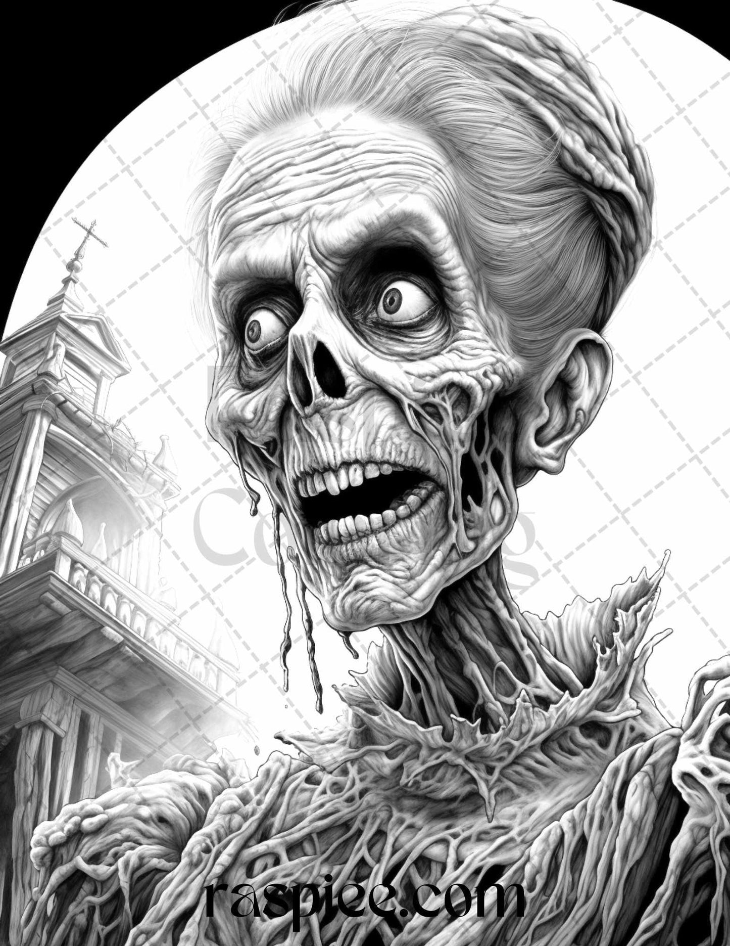 60 Halloween Victorian Era Grayscale Coloring Pages Printable for Adults, PDF File Instant Download
