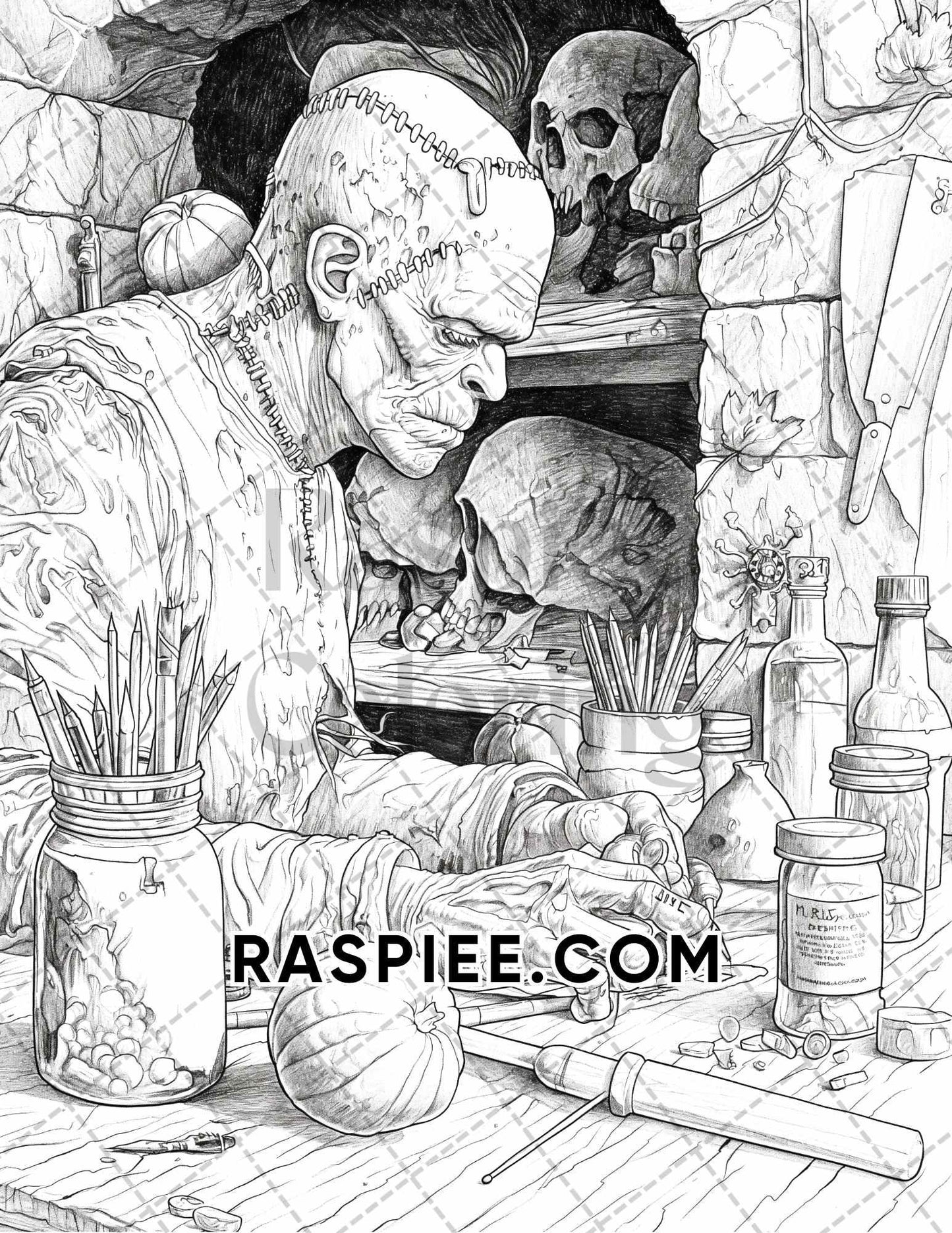 Freak Of Horror Halloween Adult Coloring Pages Printable PDF Instant Download