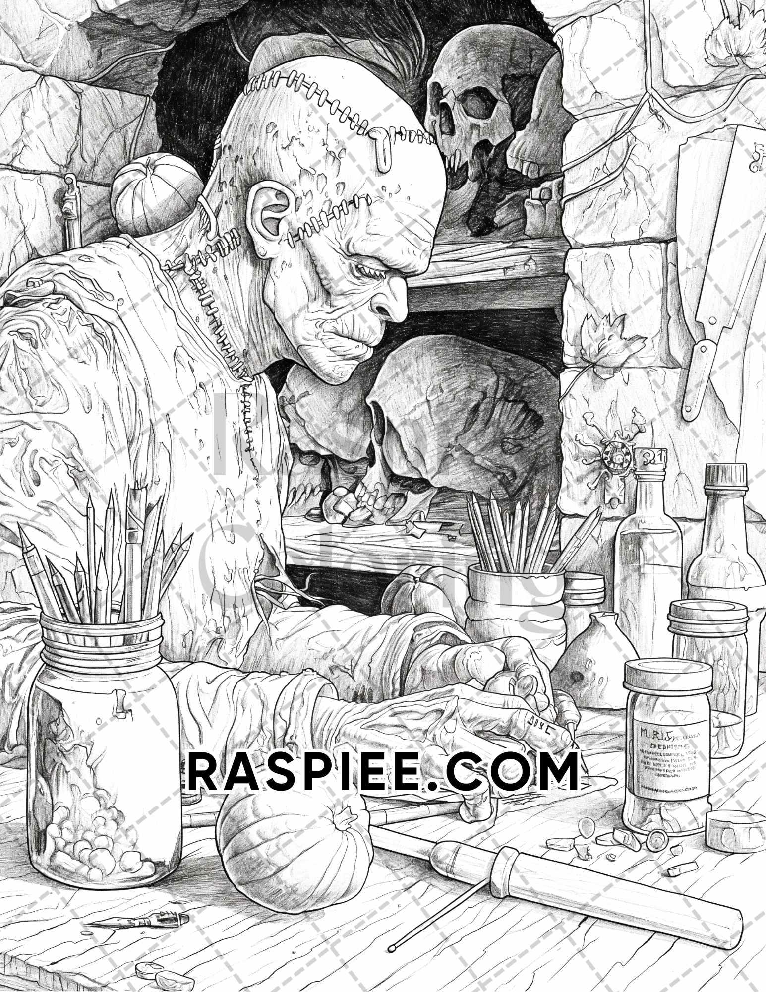 Freak Of Horror Halloween Adult Coloring Pages Printable PDF Instant Download