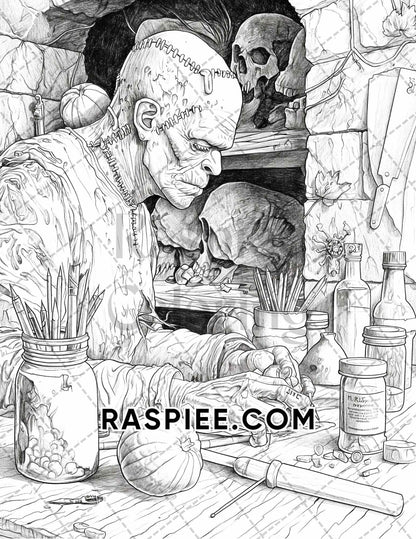Freak Of Horror Halloween Adult Coloring Pages Printable PDF Instant Download