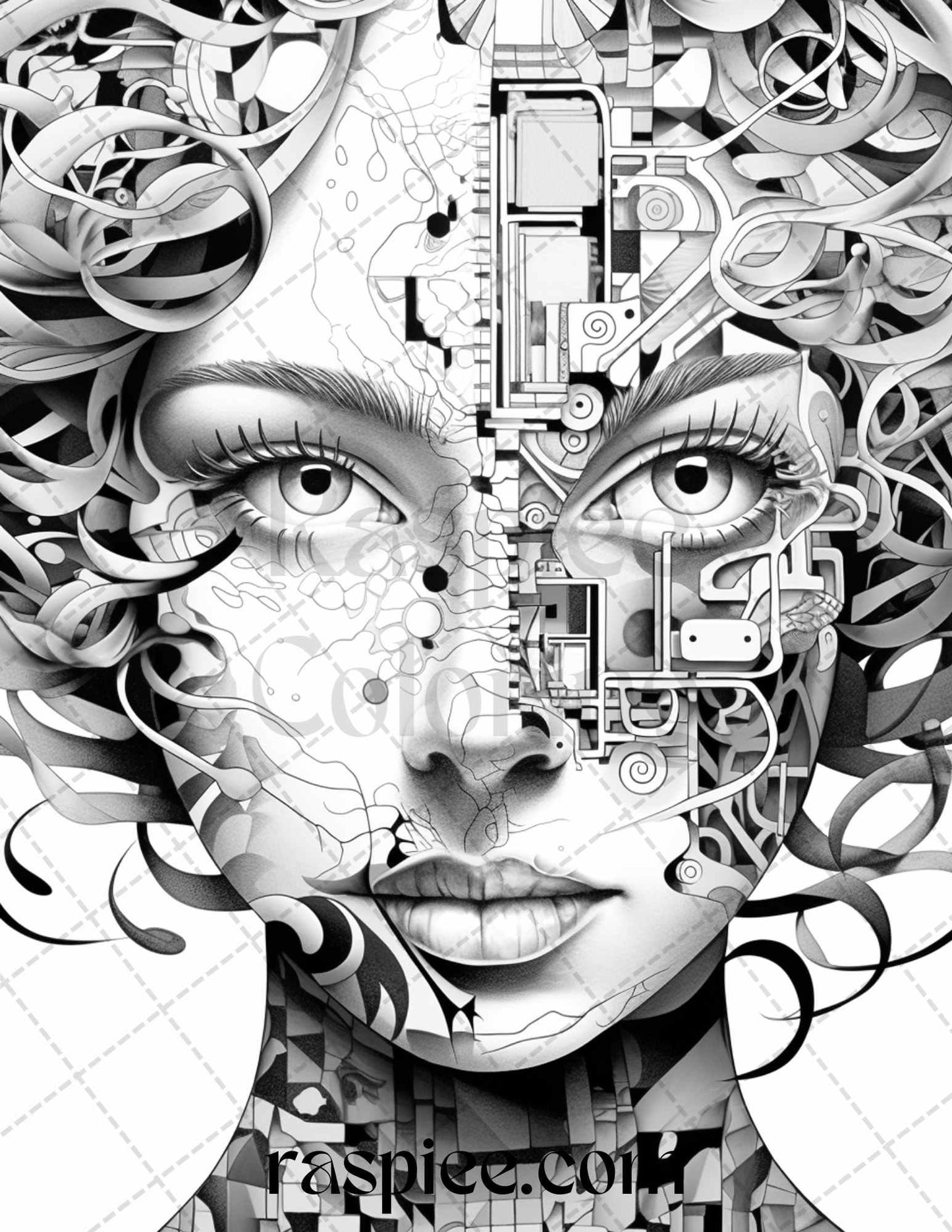 60 Enchanting Surrealism Grayscale Coloring Pages Printable for Adults, PDF File Instant Download