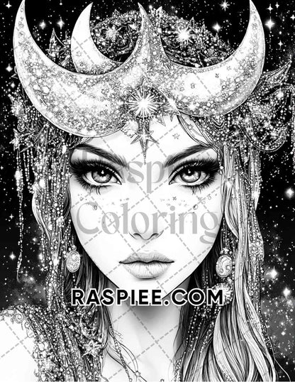 Enchanted Witches Adult Coloring Pages Printable PDF Instant Download