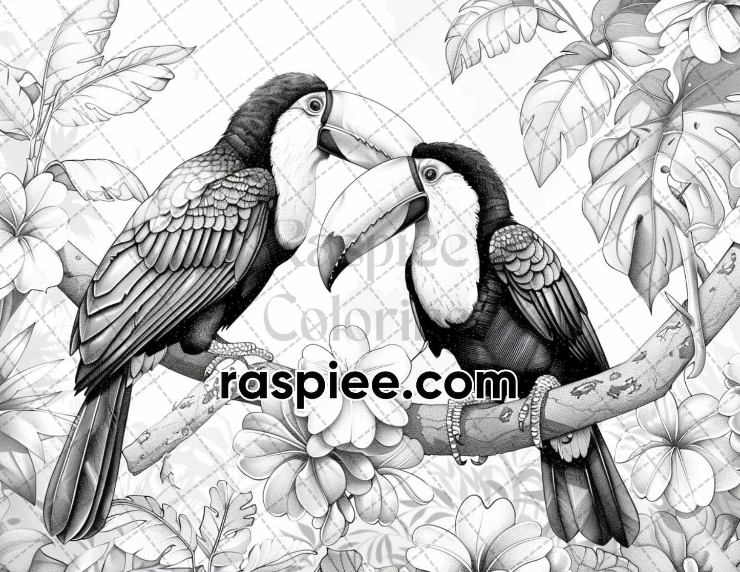 65 Rainforest Waterfall Grayscale Adult Coloring Pages, Printable PDF Instant Download