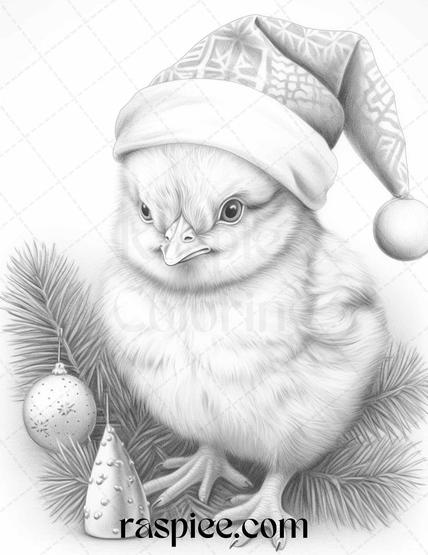 70 Christmas Animals Grayscale Coloring Pages Printable for Adults, PDF File Instant Download