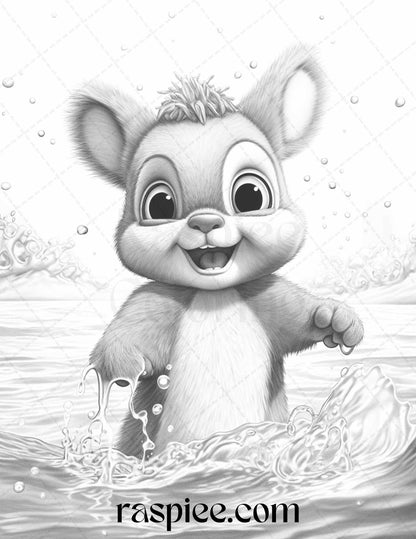 52 Adorable Squirrels Grayscale Coloring Pages Printable for Adults Kids, PDF File Instant Download