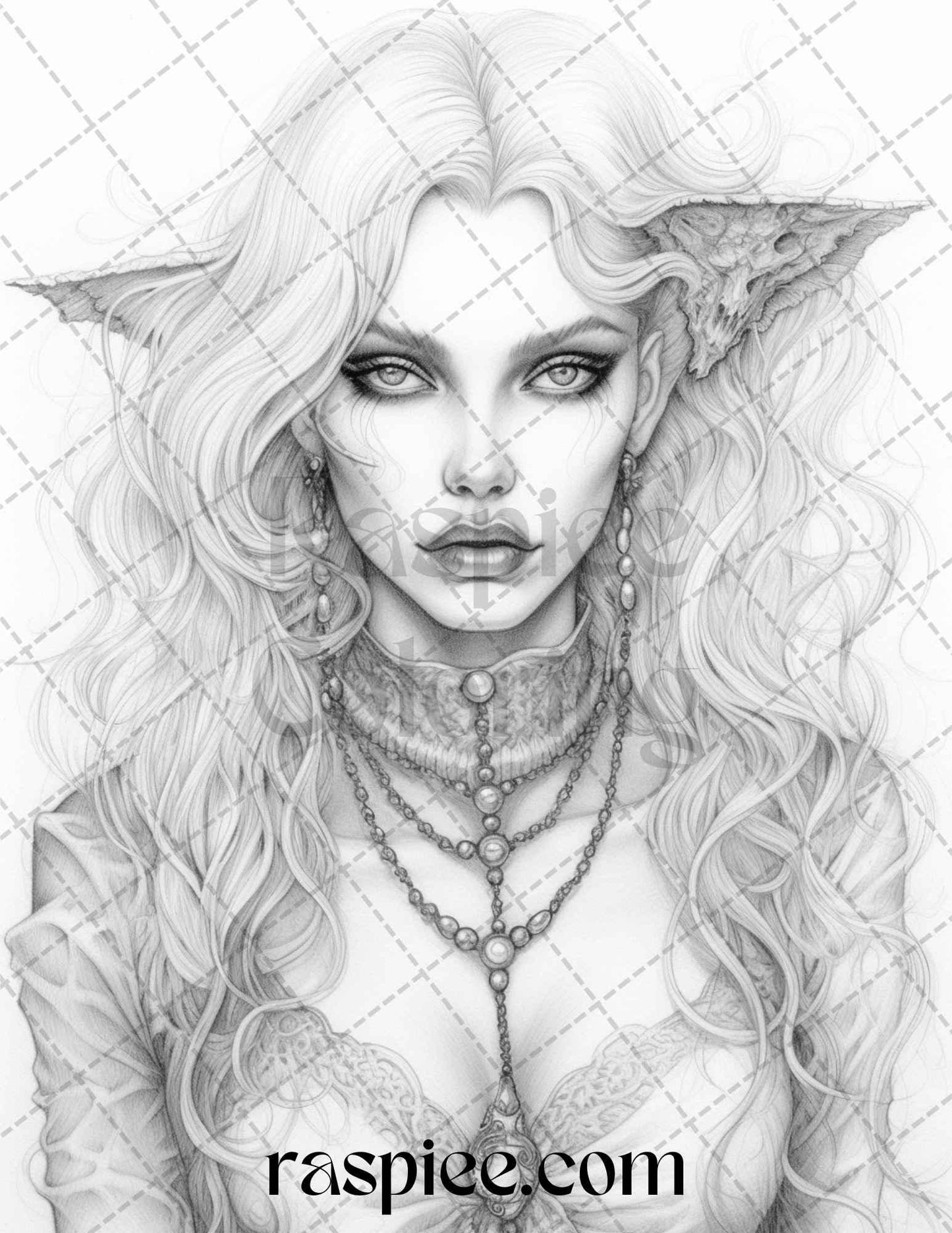 Bewitching Vampires Grayscale Coloring Pages Printable for Adults, PDF File Instant Download
