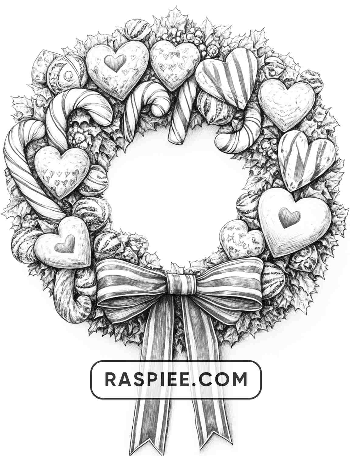 72 Christmas Wreaths Adult Coloring Pages