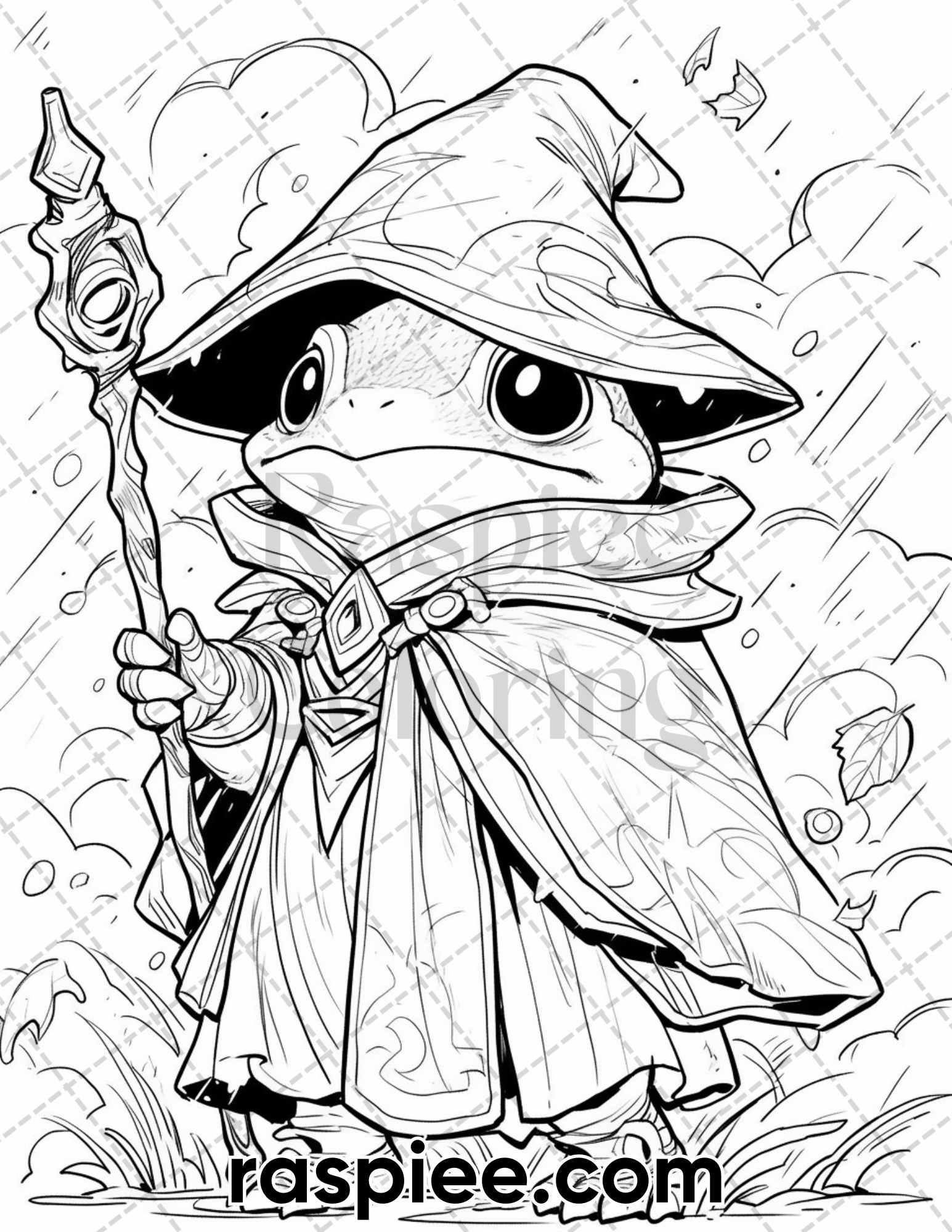 50 The Frog Kingdom Grayscale Coloring Pages for Adults, Printable PDF Instant Download