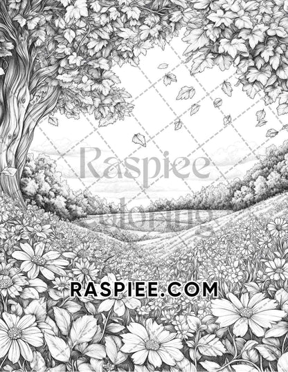Fall Flowers Adult Coloring Pages Printable PDF Instant Download
