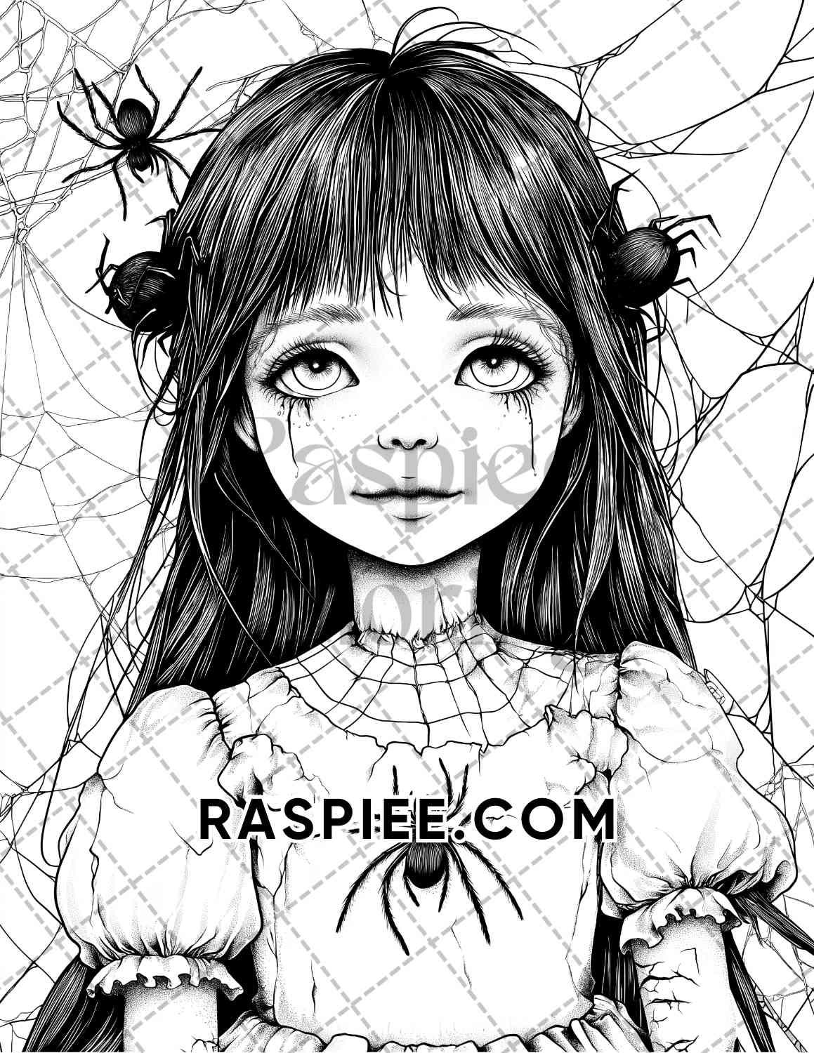 Haunted Dolls Halloween Horror Adult Coloring Pages Printable PDF Instant Download