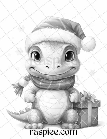 70 Christmas Critters Grayscale Coloring Pages Printable for Adults and Kids, PDF File Instant Download