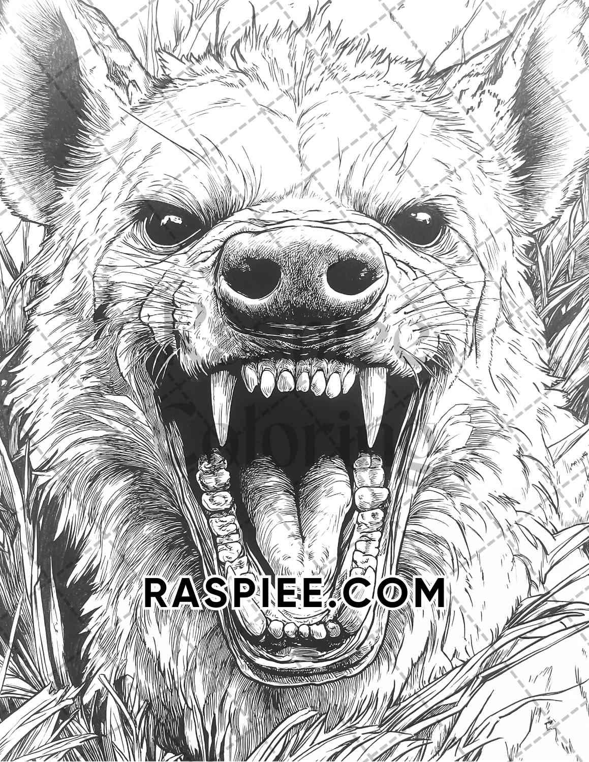 Horror Animals Halloween Adult Coloring Pages Printable PDF Instant Download