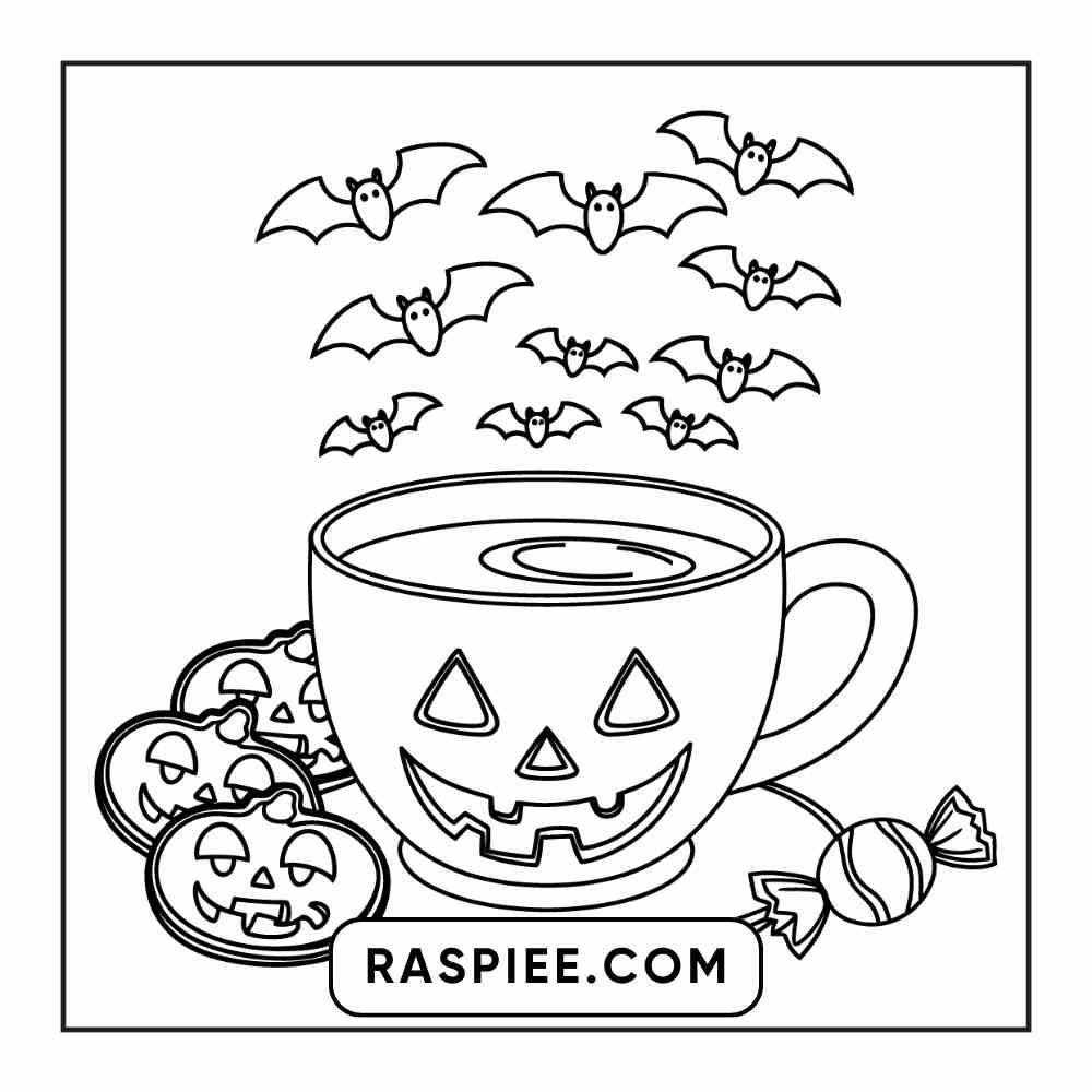 100 Bold Easy Spooky Food & Drinks Coloring Pages Printable PDF Instant Download