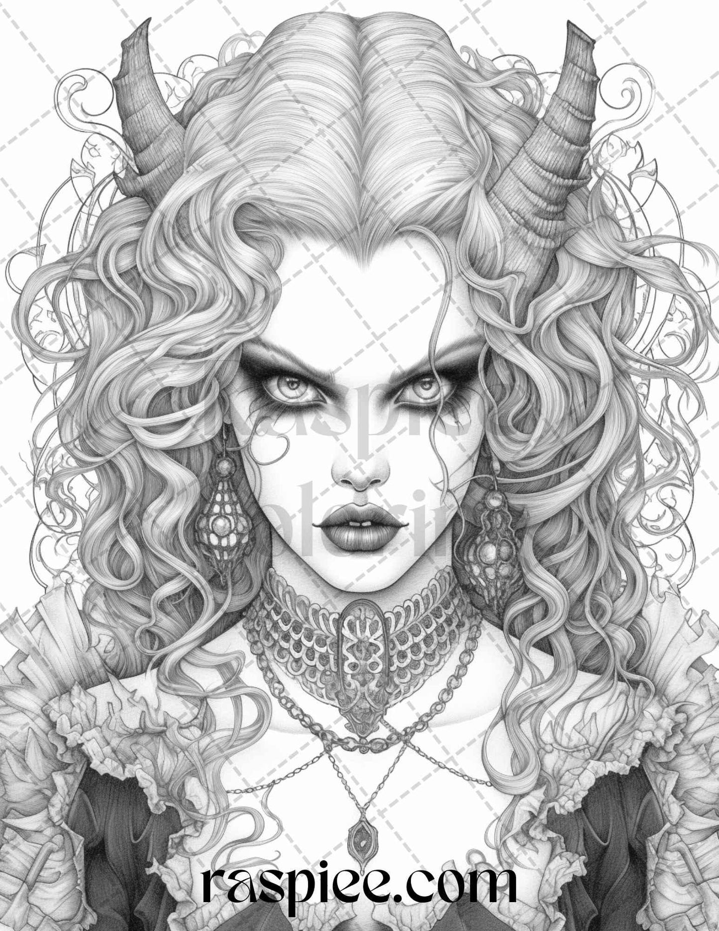 Bewitching Vampires Grayscale Coloring Pages Printable for Adults, PDF File Instant Download