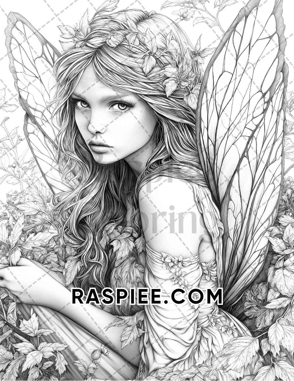 Fairy Beauties Portrait Adult Coloring Pages Printable PDF Instant Download