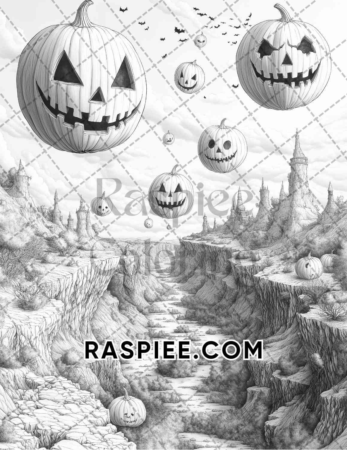 Halloween Surreal Adult Coloring Pages Printable PDF Instant Download