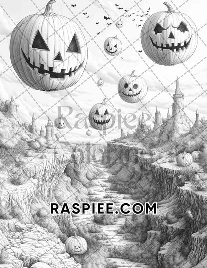 Halloween Surreal Adult Coloring Pages Printable PDF Instant Download