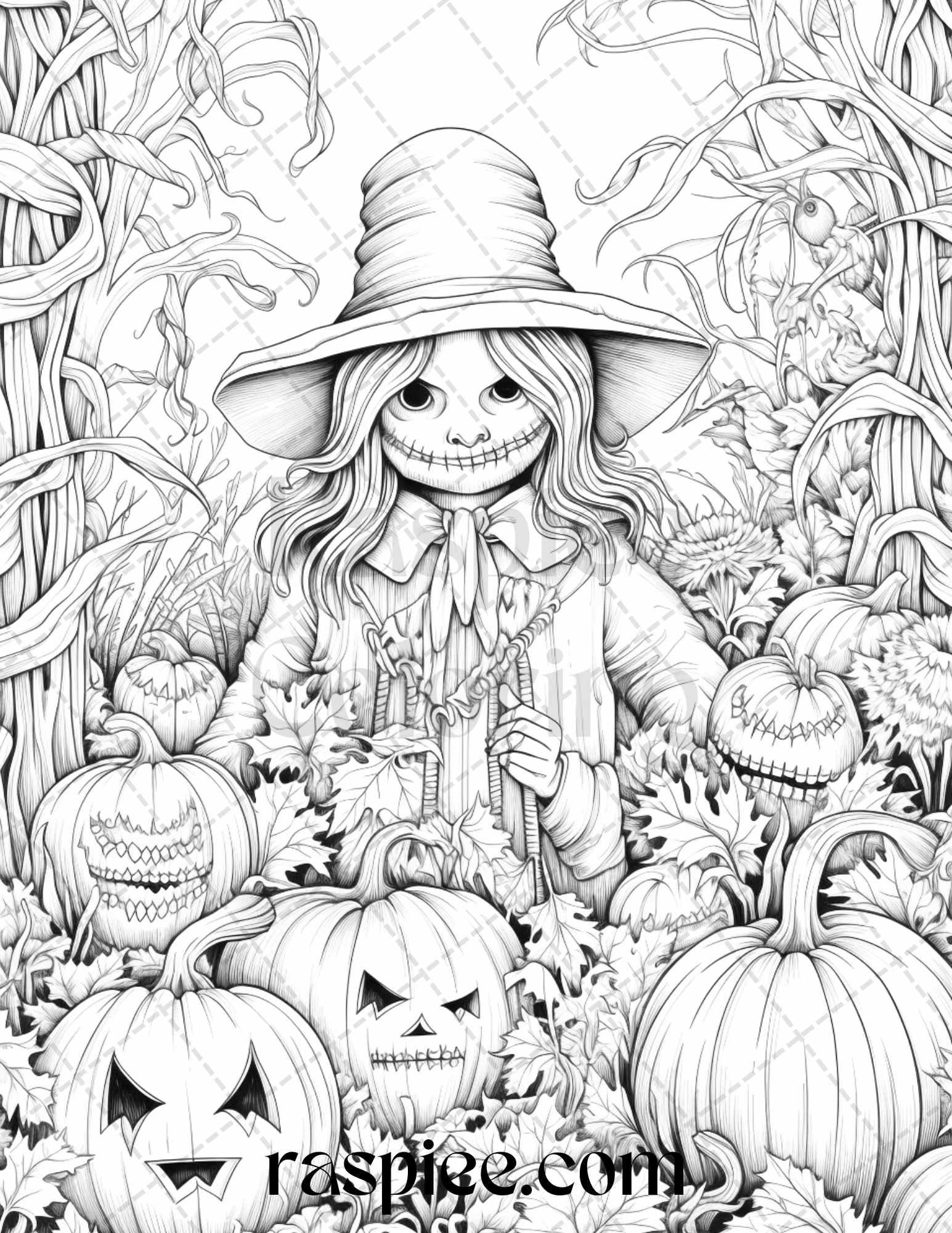 Autumn Vibes Grayscale Coloring Pages Printable for Adults, PDF File Instant Download
