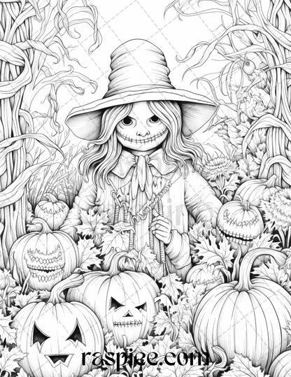 Autumn Vibes Grayscale Coloring Pages Printable for Adults, PDF File Instant Download