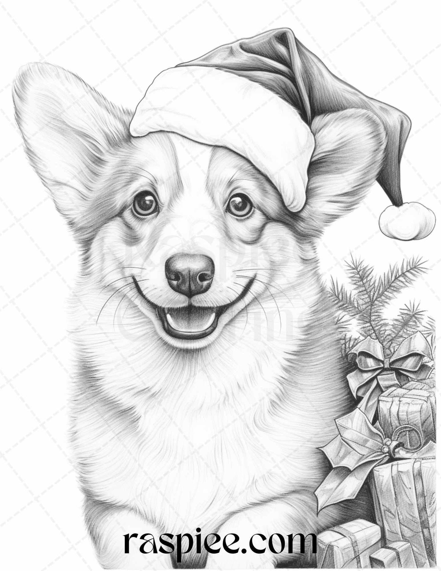 70 Christmas Animals Grayscale Coloring Pages Printable for Adults, PDF File Instant Download