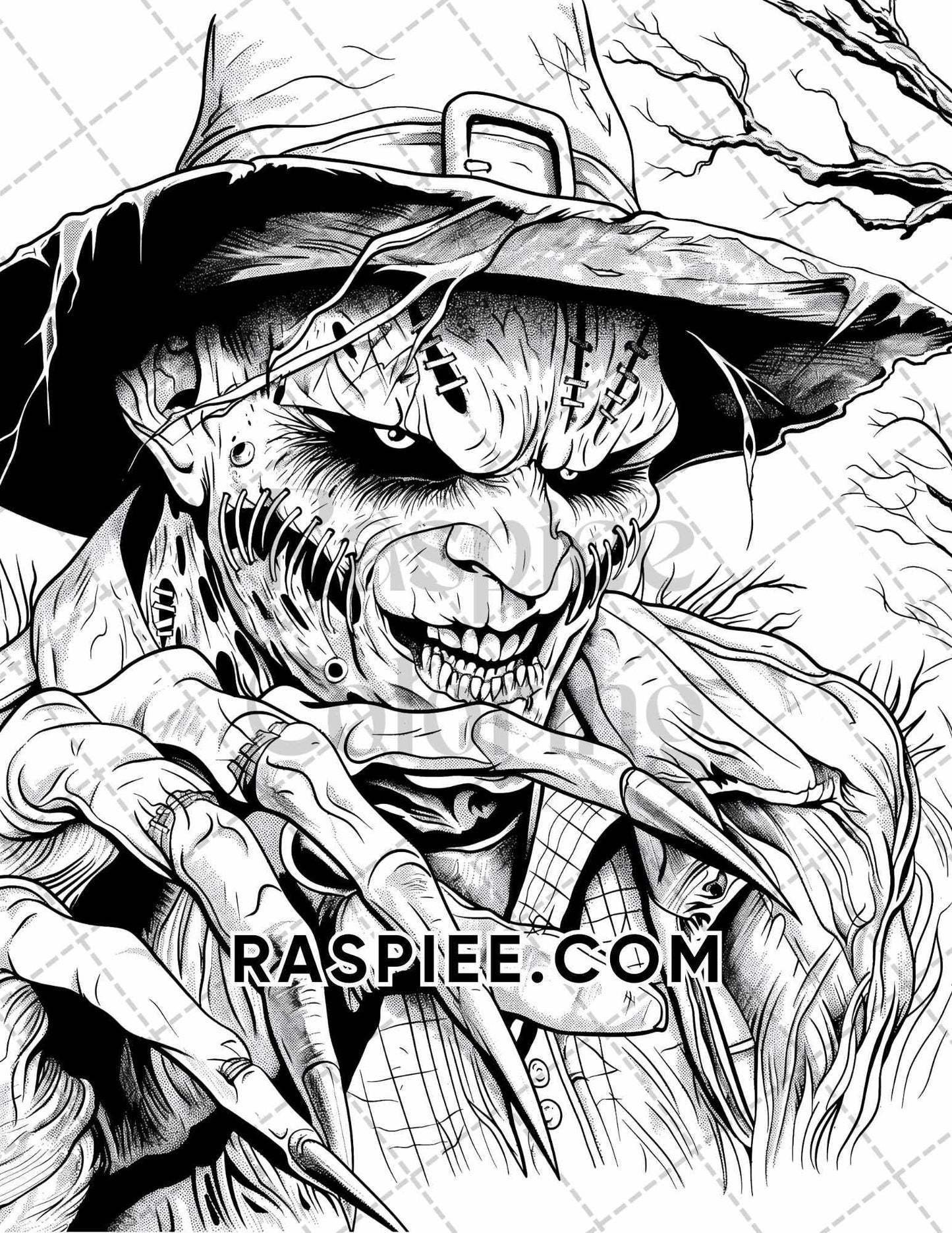 Freak Of Horror Halloween Adult Coloring Pages Printable PDF Instant Download