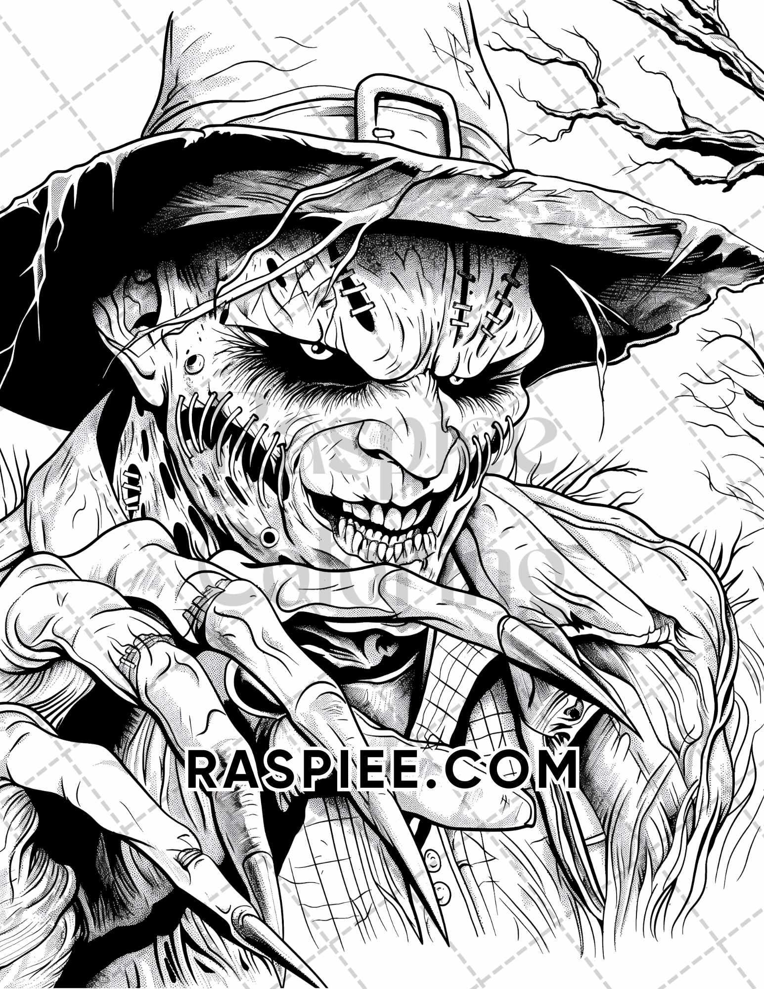 Freak Of Horror Halloween Adult Coloring Pages Printable PDF Instant Download