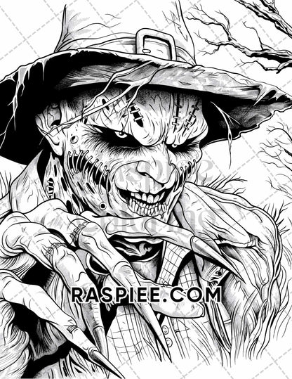 Freak Of Horror Halloween Adult Coloring Pages Printable PDF Instant Download